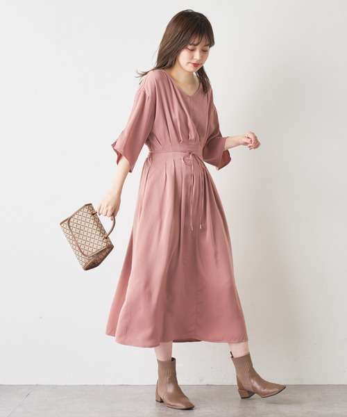 natural couture（ナチュラルクチュール）の「【WEB限定カラー有り】リボン取外しウエストタックワンピース（ワンピース・レディース・グリーン/ドット/ブラウン/レンガ/その他1/その他2・FREE）」の16枚目の写真