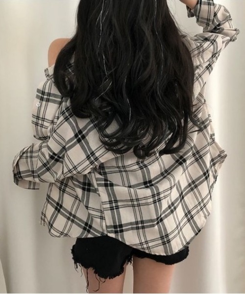 SONA（ソナ）の「SONYUNARA [SET]チェックスモークバンディングキャミ+シャツ（シャツ/ブラウス・レディース・ブルー/ホワイト・FREE）」の13枚目の写真