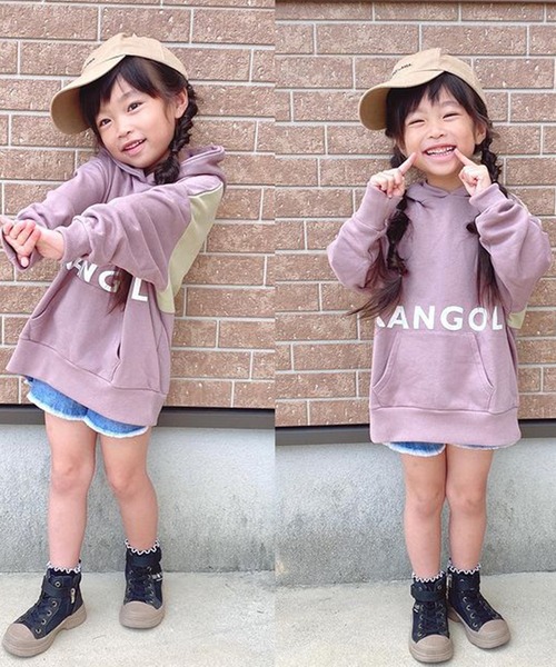 KANGOL（カンゴール）の「【KANGOL KIDS】裏毛バックバイカラーパーカー（パーカー・キッズ・ブラック/サックスブルー/モカ・130㎝/140㎝/150cm/120cm）」の11枚目の写真