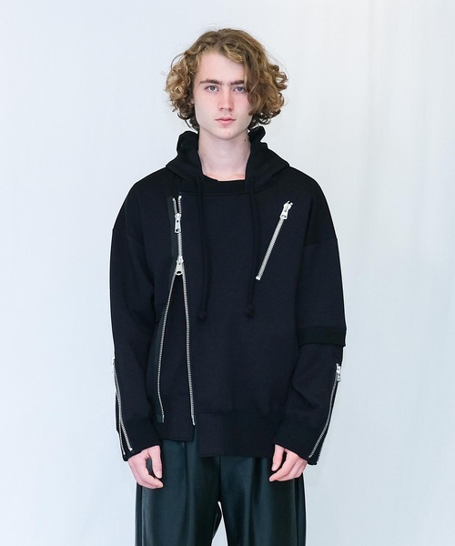 Wizzard（ウィザード）の「Wizzard ウィザード / ASYMMETRIC ZIP HOODIE アシンメトリージップフーディー（ブルゾン・メンズ・ネイビー/ワインレッド/ブラック・1/3/2）」の2枚目の写真