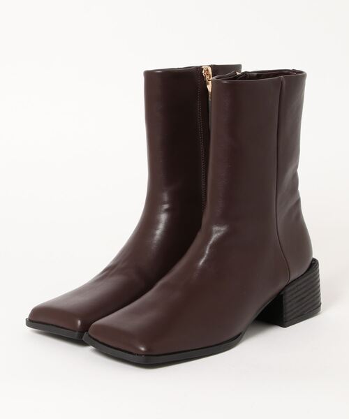 VENCEEXCHANGE（ヴァンスエクスチェンジ）の「【メディア紹介商品】スクエアショートブーツ（ブーツ・レディース・ホワイト/ベージュ系その他/ブラック・M/S/L）」の3枚目の写真