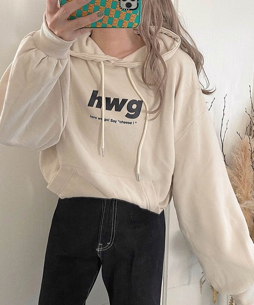 HWG_5(エイチダブルゴー)の「HWG_5オリジナル ビッグシルエットロゴパーカー - hwg -(パーカー・レディース・ピンク/ホワイト/ブラック・FREE)」の13枚目の写真