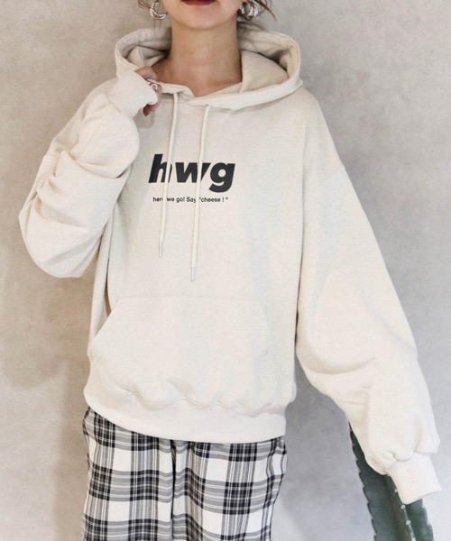 HWG_5(エイチダブルゴー)の「HWG_5オリジナル ビッグシルエットロゴパーカー - hwg -(パーカー・レディース・ピンク/ホワイト/ブラック・FREE)」の8枚目の写真