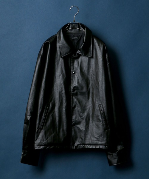 ANPAS（アンパス）の「Synthetic Leather Coaches Jacket/フェイクレザー コーチジャケット（ブルゾン