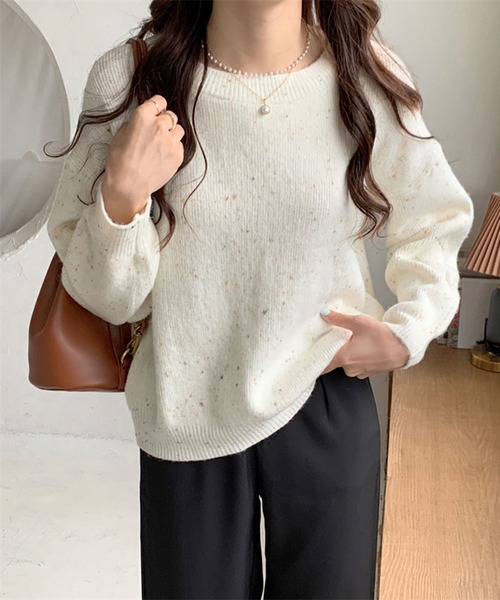 Jewelobe(ジュエローブ)の「ミックスヤーンニットプルオーバー(ニット/セーター・レディース・パープル/オフホワイト/オレンジ/グリーン・FREE)」の2枚目の写真