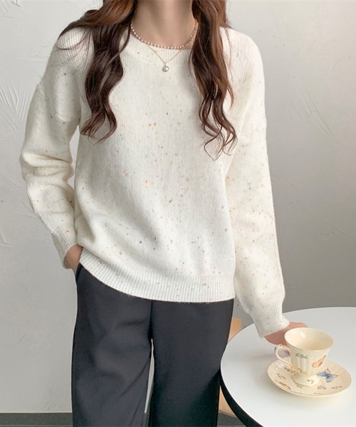 Jewelobe(ジュエローブ)の「ミックスヤーンニットプルオーバー(ニット/セーター・レディース・パープル/オフホワイト/オレンジ/グリーン・FREE)」の10枚目の写真