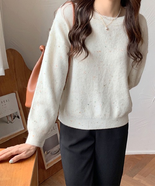 Jewelobe(ジュエローブ)の「ミックスヤーンニットプルオーバー(ニット/セーター・レディース・パープル/オフホワイト/オレンジ/グリーン・FREE)」の5枚目の写真