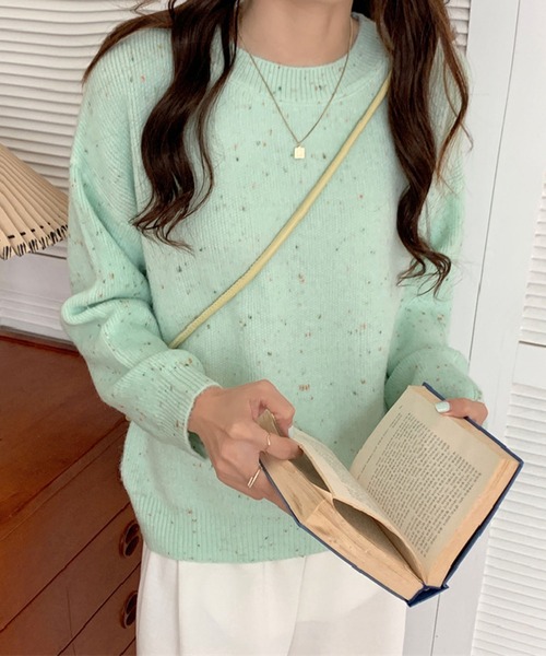 Jewelobe(ジュエローブ)の「ミックスヤーンニットプルオーバー(ニット/セーター・レディース・パープル/オフホワイト/オレンジ/グリーン・FREE)」の22枚目の写真