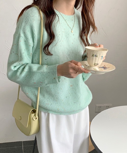 Jewelobe(ジュエローブ)の「ミックスヤーンニットプルオーバー(ニット/セーター・レディース・パープル/オフホワイト/オレンジ/グリーン・FREE)」の11枚目の写真