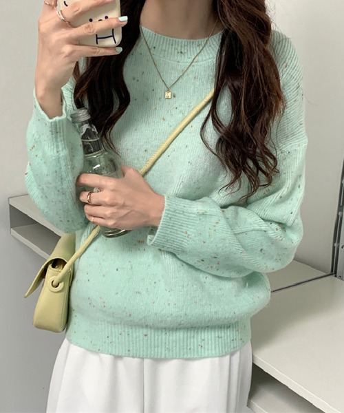 Jewelobe(ジュエローブ)の「ミックスヤーンニットプルオーバー(ニット/セーター・レディース・パープル/オフホワイト/オレンジ/グリーン・FREE)」の6枚目の写真