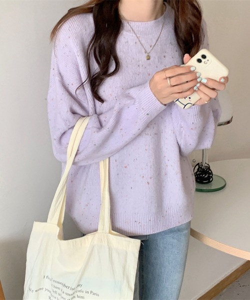 Jewelobe(ジュエローブ)の「ミックスヤーンニットプルオーバー(ニット/セーター・レディース・パープル/オフホワイト/オレンジ/グリーン・FREE)」の17枚目の写真