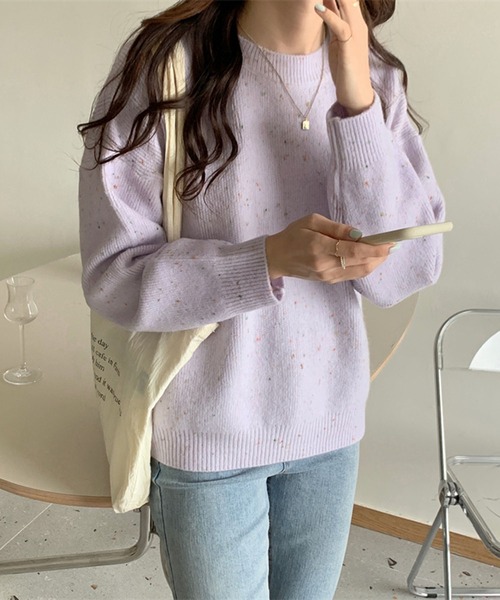 Jewelobe(ジュエローブ)の「ミックスヤーンニットプルオーバー(ニット/セーター・レディース・パープル/オフホワイト/オレンジ/グリーン・FREE)」の12枚目の写真