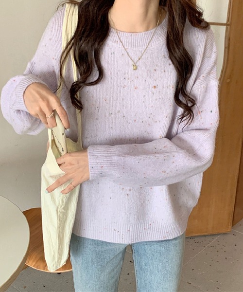 Jewelobe(ジュエローブ)の「ミックスヤーンニットプルオーバー(ニット/セーター・レディース・パープル/オフホワイト/オレンジ/グリーン・FREE)」の7枚目の写真