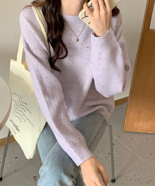 Jewelobe(ジュエローブ)の「ミックスヤーンニットプルオーバー(ニット/セーター・レディース・パープル/オフホワイト/オレンジ/グリーン・FREE)」の18枚目の写真