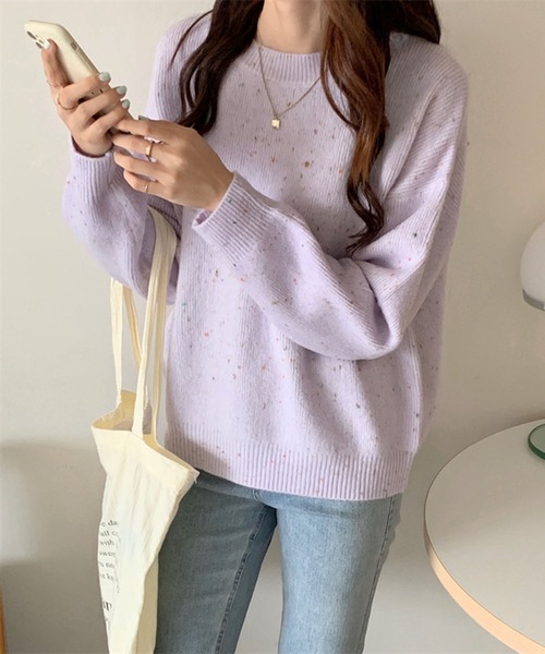 Jewelobe(ジュエローブ)の「ミックスヤーンニットプルオーバー(ニット/セーター・レディース・パープル/オフホワイト/オレンジ/グリーン・FREE)」の13枚目の写真