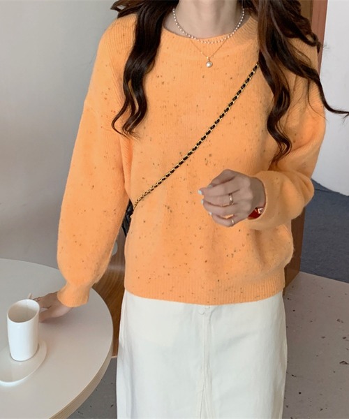 Jewelobe(ジュエローブ)の「ミックスヤーンニットプルオーバー(ニット/セーター・レディース・パープル/オフホワイト/オレンジ/グリーン・FREE)」の19枚目の写真