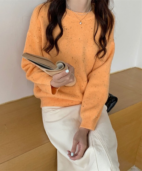 Jewelobe(ジュエローブ)の「ミックスヤーンニットプルオーバー(ニット/セーター・レディース・パープル/オフホワイト/オレンジ/グリーン・FREE)」の14枚目の写真