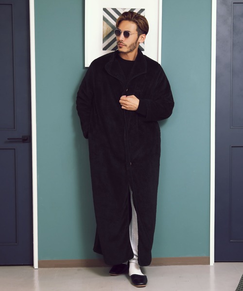 jiggys shop（ジギーズショップ）の「【着る毛布】 モコボア ルームウェア コート (男女兼用)（ルームウェア/パジャマ・メンズ・ブラック/ネイビー/モカ/ブラウン/チャコールグレー・FREE）」の22枚目の写真