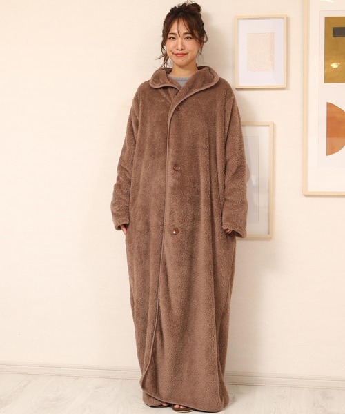 jiggys shop（ジギーズショップ）の「【着る毛布】 モコボア ルームウェア コート (男女兼用)（ルームウェア/パジャマ・メンズ・ブラック/ネイビー/モカ/ブラウン/チャコールグレー・FREE）」の16枚目の写真