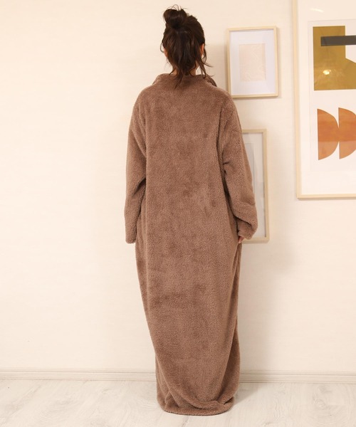 ココロ ルームウェア Mサイズ ブラウン セール】【着る毛布】 モコボア ルームウェア コート (男女兼用