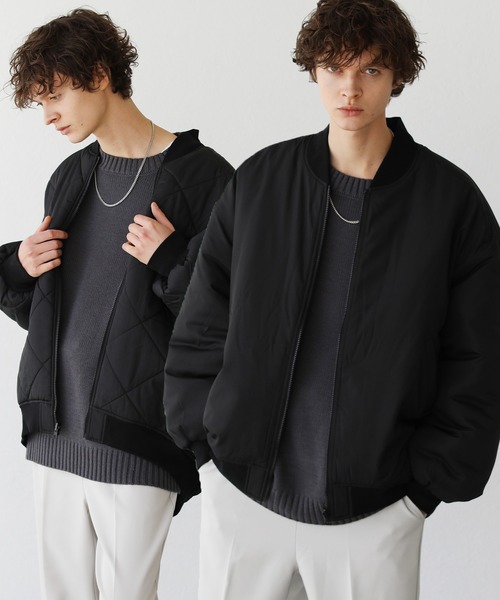 ASTRONOMY（アストロノミー）の「ボリューム中綿キルティングリバーシブルMA-1エコダウンブルゾン（MA-1・メンズ・アッシュグレー/オフホワイト/チャコールグレー/カーキ/ブラウン/ブラック・L/S/M/XL）」の3枚目の写真