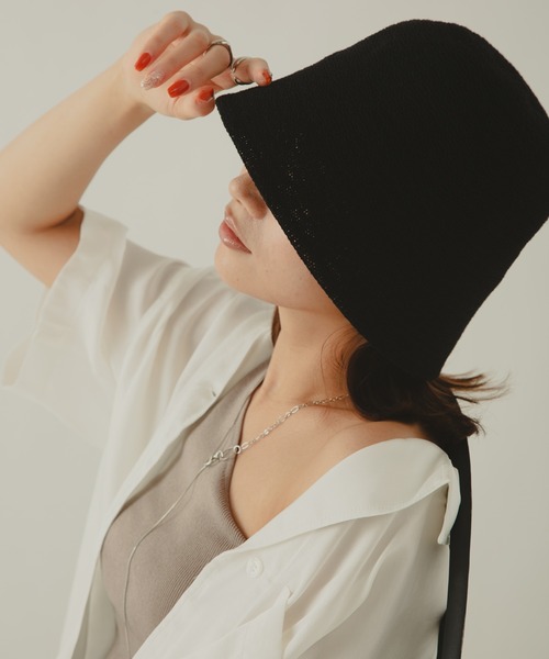 COLOR TOKYO ACCESSORIES(カラートウキョウアクセサリー)の「ストロー素材チューリップハット(ハット・レディース・ホワイト/ブラック/ベージュ/ブラウン・FREE)」の8枚目の写真