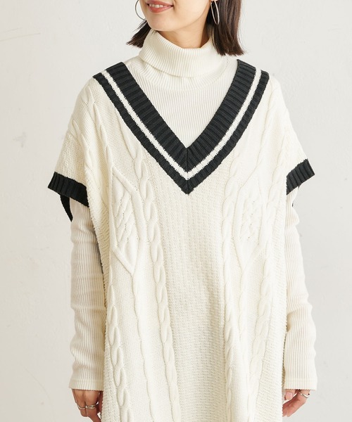 BONbazaar（ボンバザール）の「★OT★チルデンベストワンピース（ワンピース・レディース・オフホワイト/グレイッシュベージュ・FREE）」の2枚目の写真