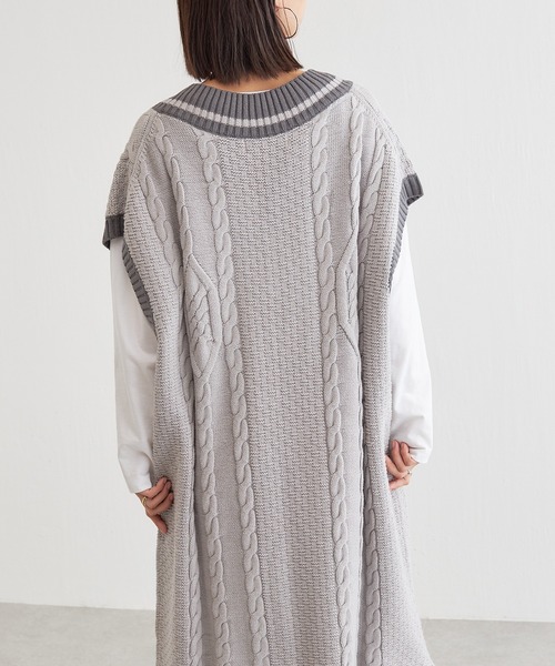 BONbazaar（ボンバザール）の「★OT★チルデンベストワンピース（ワンピース・レディース・オフホワイト/グレイッシュベージュ・FREE）」の10枚目の写真