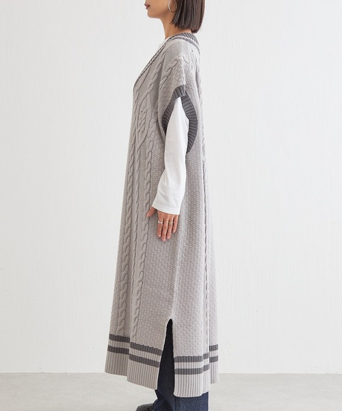 BONbazaar（ボンバザール）の「★OT★チルデンベストワンピース（ワンピース・レディース・オフホワイト/グレイッシュベージュ・FREE）」の7枚目の写真