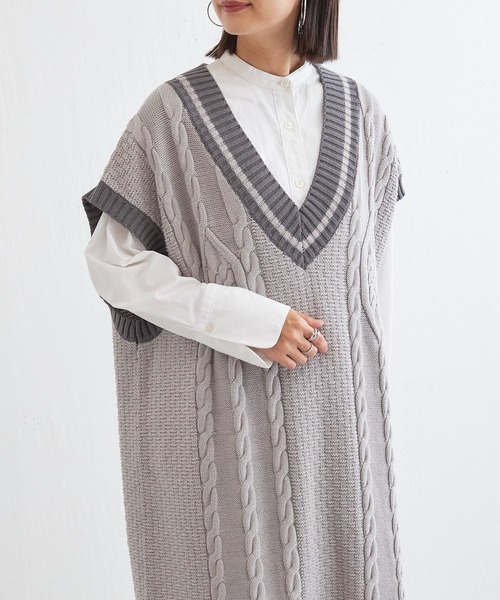 BONbazaar（ボンバザール）の「★OT★チルデンベストワンピース（ワンピース・レディース・オフホワイト/グレイッシュベージュ・FREE）」の17枚目の写真