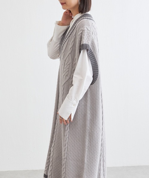 BONbazaar（ボンバザール）の「★OT★チルデンベストワンピース（ワンピース・レディース・オフホワイト/グレイッシュベージュ・FREE）」の11枚目の写真