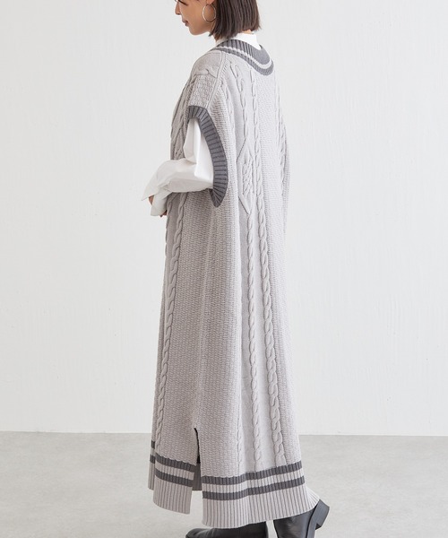 BONbazaar（ボンバザール）の「★OT★チルデンベストワンピース（ワンピース・レディース・オフホワイト/グレイッシュベージュ・FREE）」の6枚目の写真