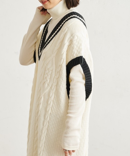 BONbazaar（ボンバザール）の「★OT★チルデンベストワンピース（ワンピース・レディース・オフホワイト/グレイッシュベージュ・FREE）」の9枚目の写真