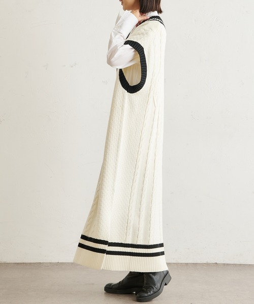 BONbazaar（ボンバザール）の「★OT★チルデンベストワンピース（ワンピース・レディース・オフホワイト/グレイッシュベージュ・FREE）」の3枚目の写真