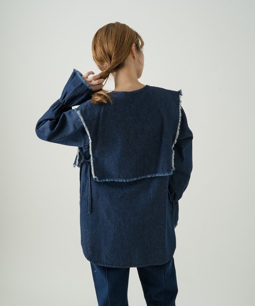 Kastane(カスタネ)の「【SETUP対応】フラップ付きデニムブラウス(シャツ/ブラウス・レディース・ブラック/ブルー・FREE)」の15枚目の写真