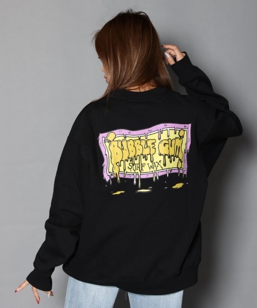 JACKROSE（ジャックローズ）の「WEB限定 BUBBLE GUM BG DRIP CREW/バブルガムサーフワックス スウェット（スウェット・メンズ・ブラック/アッシュグレー/ダークグリーン・M/L/XL）」の2枚目の写真