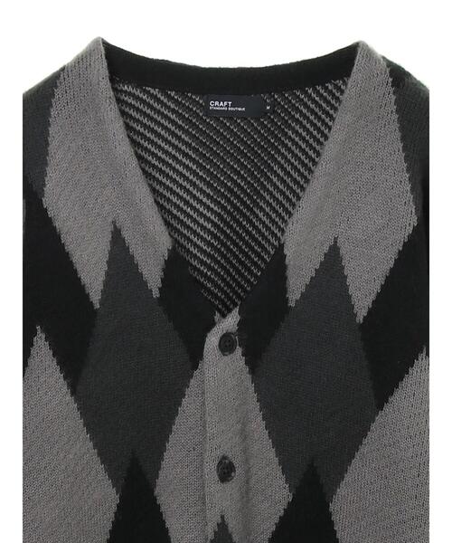 CRAFT STANDARD BOUTIQUE(クラフトスタンダードブティック)の「ダイヤ柄Vネックニットカーディガン *(カーディガン/ボレロ・メンズ・ブラック/ベージュ/ブラウン・M/L)」の9枚目の写真