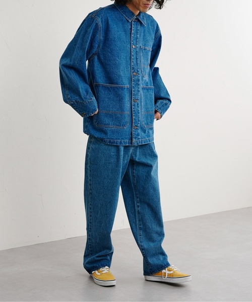 CPCM(シーピーシーエム)の「デニムカバーオール(デニムジャケット・メンズ・ネイビー/サックスブルー・MEDIUM/LARGE)」の8枚目の写真
