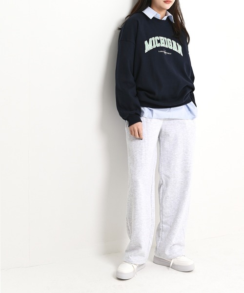 me+em select（ミームセレクト）の「MICHIGANプリントやわらかスウェット（Tシャツ/カットソー・レディース・ネイビー/グレー/クリーム・FREE）」の3枚目の写真