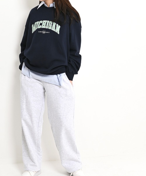 me+em select（ミームセレクト）の「MICHIGANプリントやわらかスウェット（Tシャツ/カットソー・レディース・ネイビー/グレー/クリーム・FREE）」の8枚目の写真