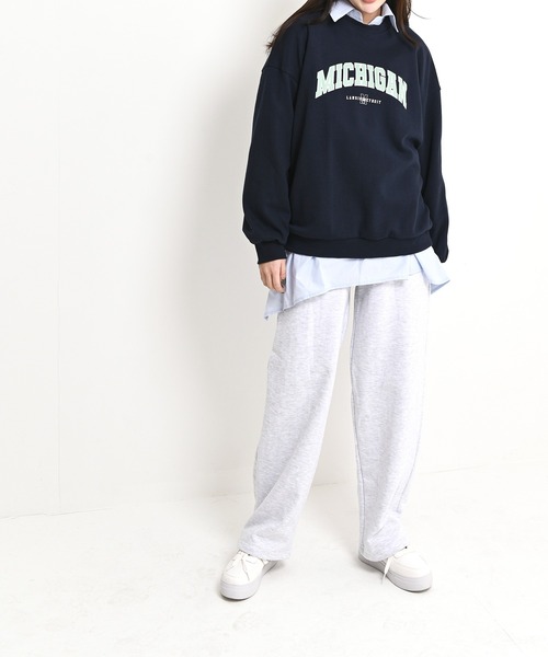 me+em select（ミームセレクト）の「MICHIGANプリントやわらかスウェット（Tシャツ/カットソー・レディース・ネイビー/グレー/クリーム・FREE）」の12枚目の写真