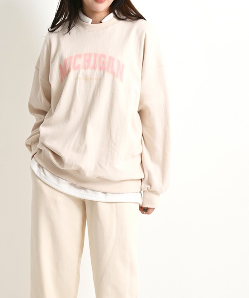 me+em select（ミームセレクト）の「MICHIGANプリントやわらかスウェット（Tシャツ/カットソー・レディース・ネイビー/グレー/クリーム・FREE）」の15枚目の写真
