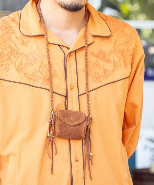 チャイハネ(チャイハネ)の「【チャイハネ】レザスタン牛革ミニポーチネックレス(ネックレス・メンズ・ブラウン/レッド/ブルー/レッド系その他/グリーン/グレー/ターコイズブルー/オレンジ・FREE)」の3枚目の写真