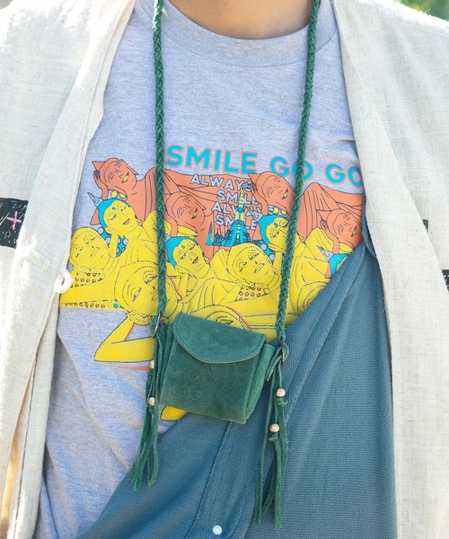 チャイハネ(チャイハネ)の「【チャイハネ】レザスタン牛革ミニポーチネックレス(ネックレス・メンズ・ブラウン/レッド/ブルー/レッド系その他/グリーン/グレー/ターコイズブルー/オレンジ・FREE)」の1枚目の写真