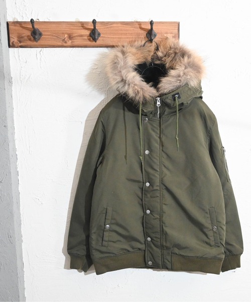 Burner(バーナー)の「【BURNER SELECT】リアルファー中綿N2Bジャケット(ミリタリージャケット・メンズ・ベージュ/カーキ・M)」の2枚目の写真