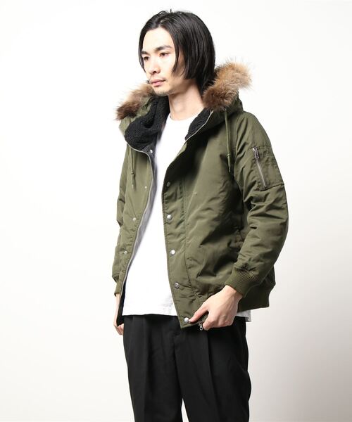 Burner(バーナー)の「【BURNER SELECT】リアルファー中綿N2Bジャケット(ミリタリージャケット・メンズ・ベージュ/カーキ・M)」の13枚目の写真