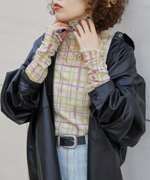 PUBLUX | ▽【PUBLUX/パブリュクス】 パワーメッシュ水彩柄チェックシアートップス(Tシャツ/カットソー)