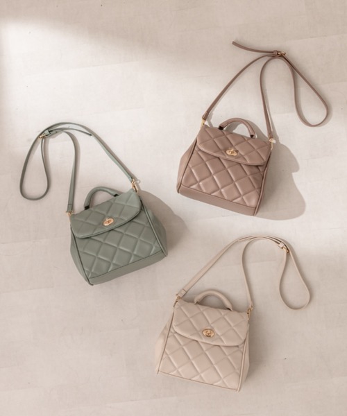 OLIVE des OLIVE（オリーブデオリーブ）の「キルティングショルダー（ショルダーバッグ・レディース・オフホワイト/グリーン/ダークベージュ・FREE）」の4枚目の写真