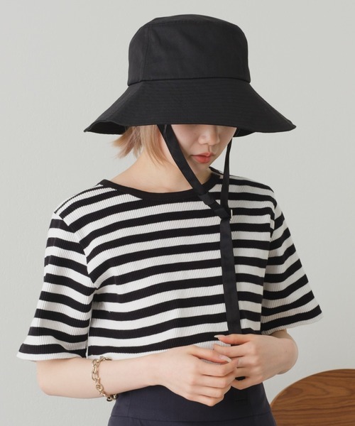 Kastane(カスタネ)の「JAW BELT HAT(ハット・レディース・アイボリー/ブラック・FREE)」の2枚目の写真