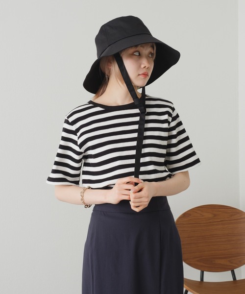 Kastane(カスタネ)の「JAW BELT HAT(ハット・レディース・アイボリー/ブラック・FREE)」の5枚目の写真